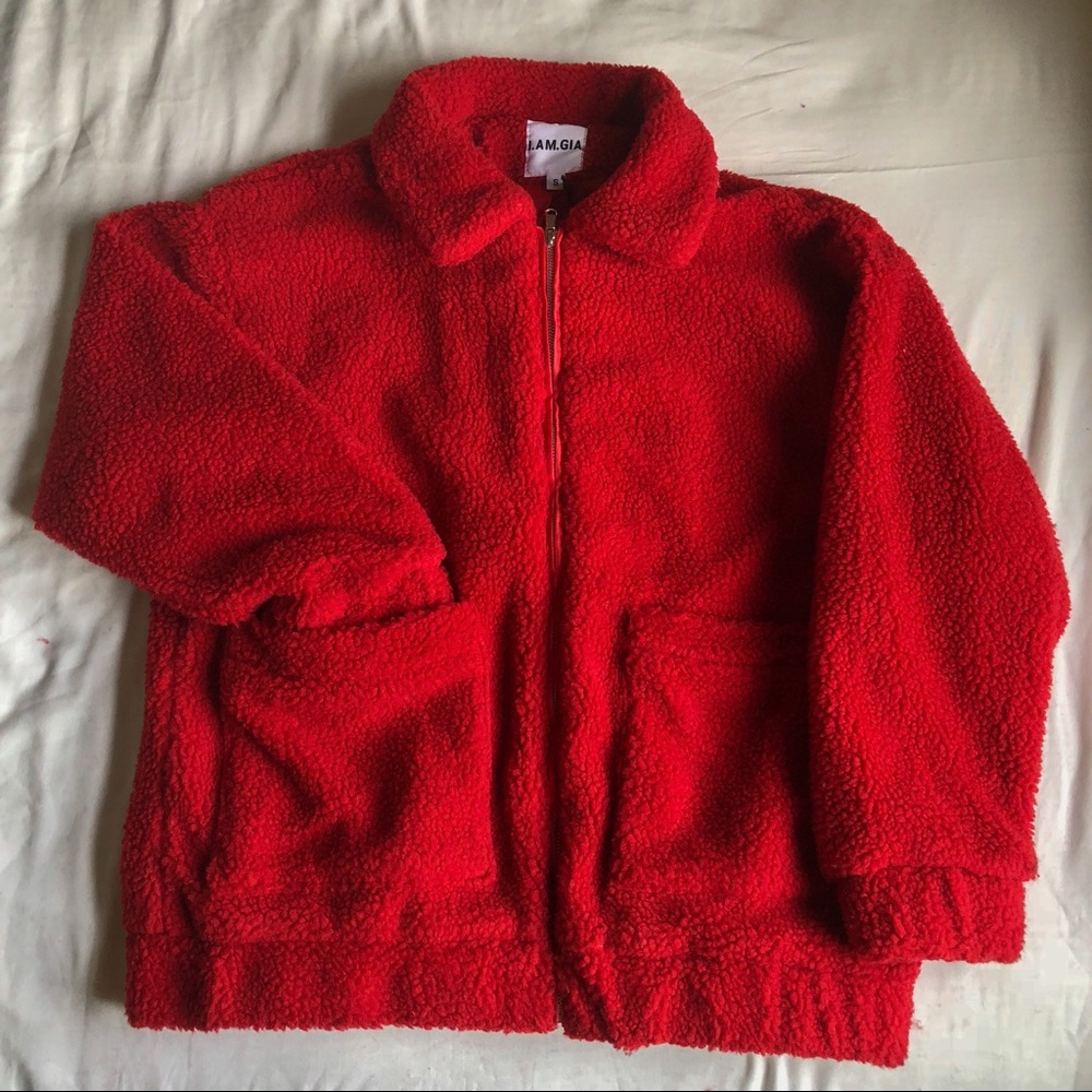 SOLD! I AM GIA Red Teddy Bear Pixie Coat - Picture 4 of 8